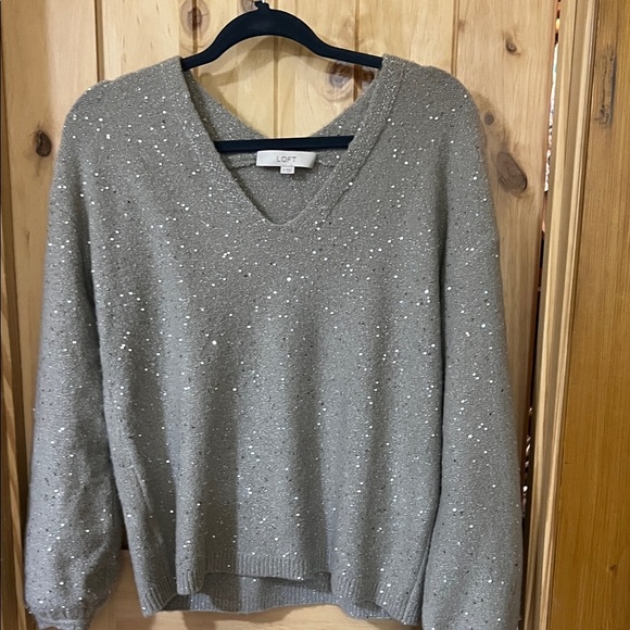 Loft Sequin Double V Sweater S - Picture 7 of 9